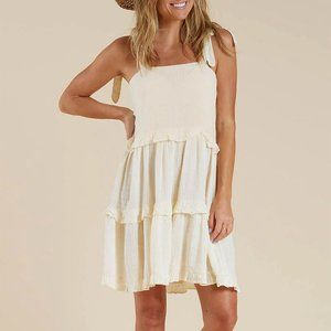 Rylee + Cru Womens Ruffle Swing Dress - Ivory